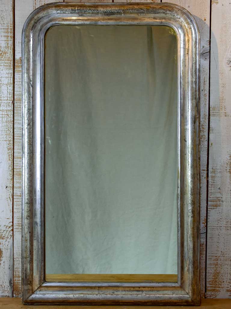 19th Century Louis Philippe mirror with silver leaf frame - repaired 27½" x 46"