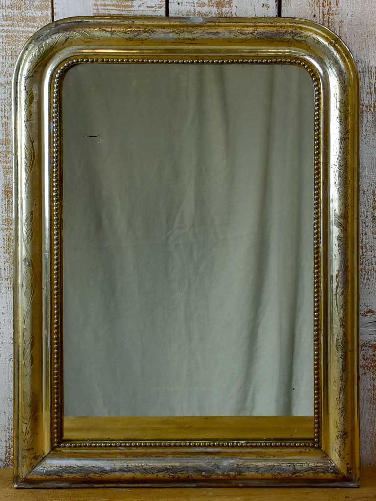 Silver / gold leaf Louis Philippe mirror with pearl detail - 19th Century 23¾" x 31½"