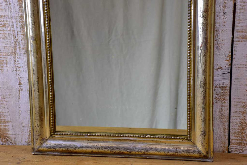 Silver / gold leaf Louis Philippe mirror with pearl detail - 19th Century 23¾" x 31½"