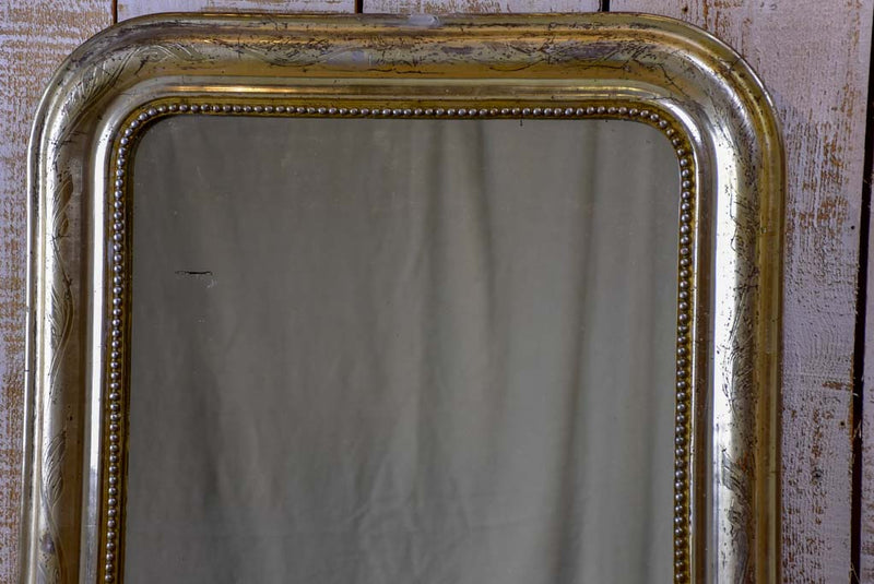 Silver / gold leaf Louis Philippe mirror with pearl detail - 19th Century 23¾" x 31½"