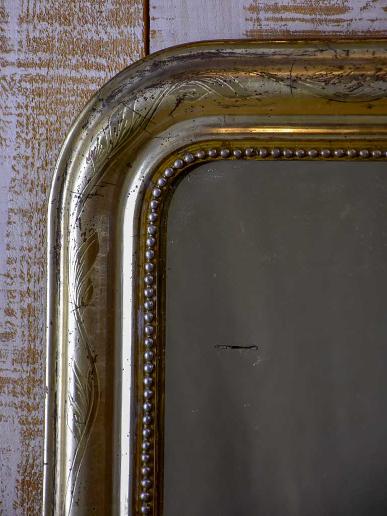 Silver / gold leaf Louis Philippe mirror with pearl detail - 19th Century 23¾" x 31½"