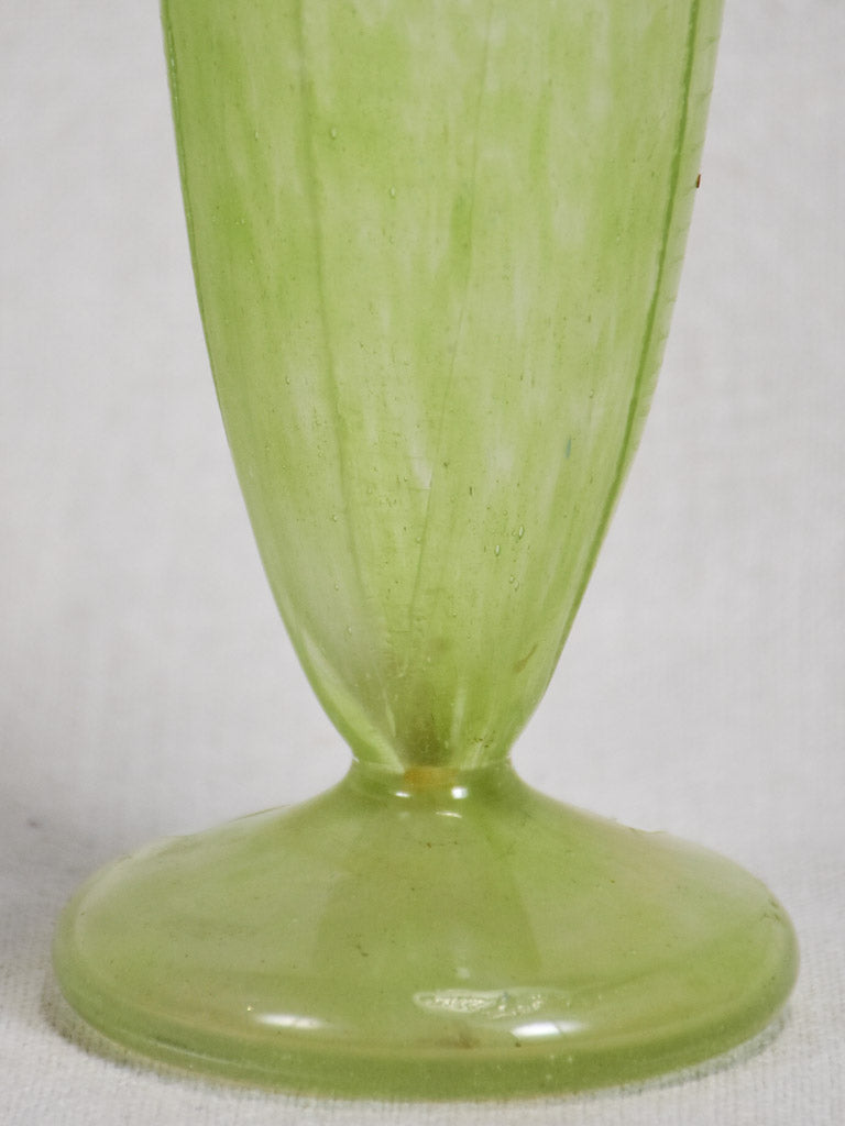 Green Pâte de verre glass vase by David Gueron Degue (1892-1950) 10¼"