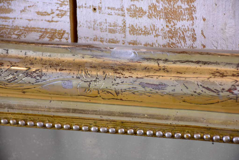 Silver / gold leaf Louis Philippe mirror with pearl detail - 19th Century 23¾" x 31½"