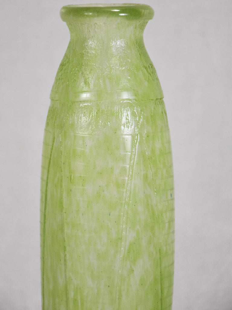 Green Pâte de verre glass vase by David Gueron Degue (1892-1950) 10¼"