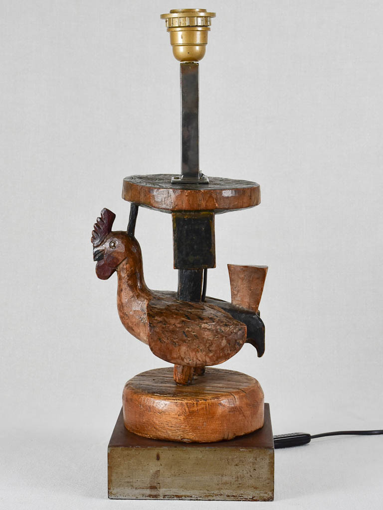 Table lamp, carved rooster - folk art
