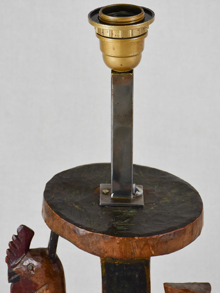Table lamp, carved rooster - folk art