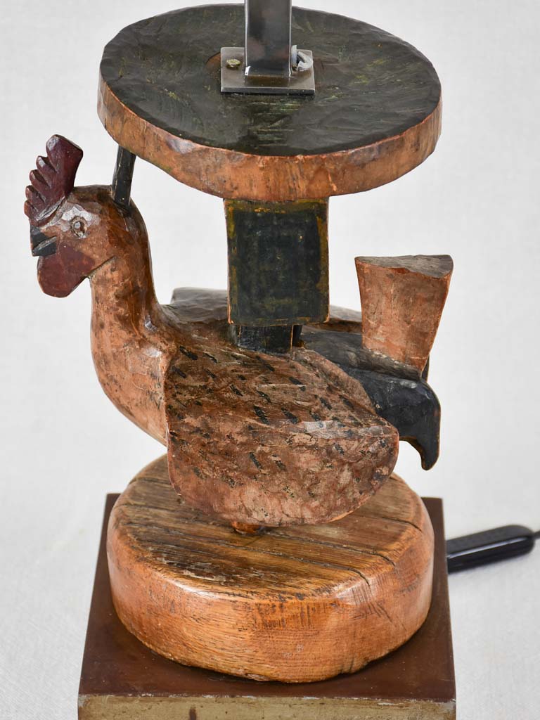 Table lamp, carved rooster - folk art