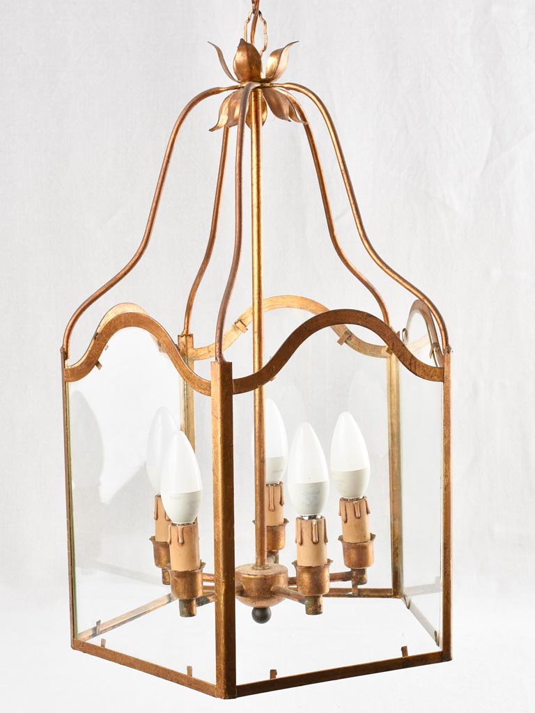 Vintage gold lantern pendant light - 5 globes