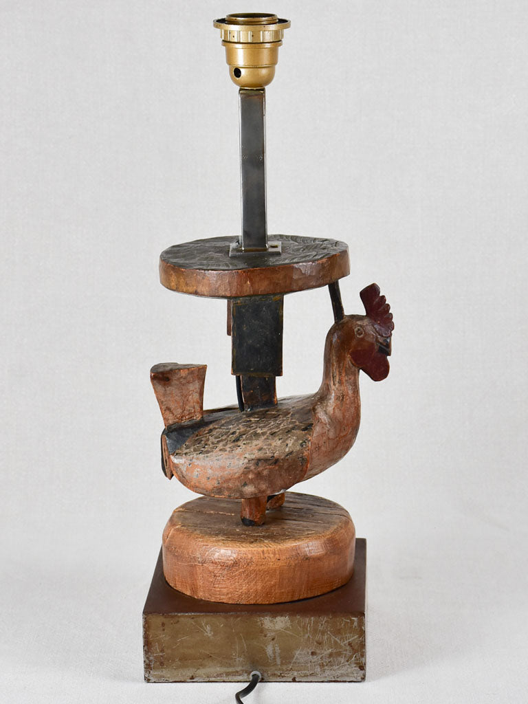 Table lamp, carved rooster - folk art