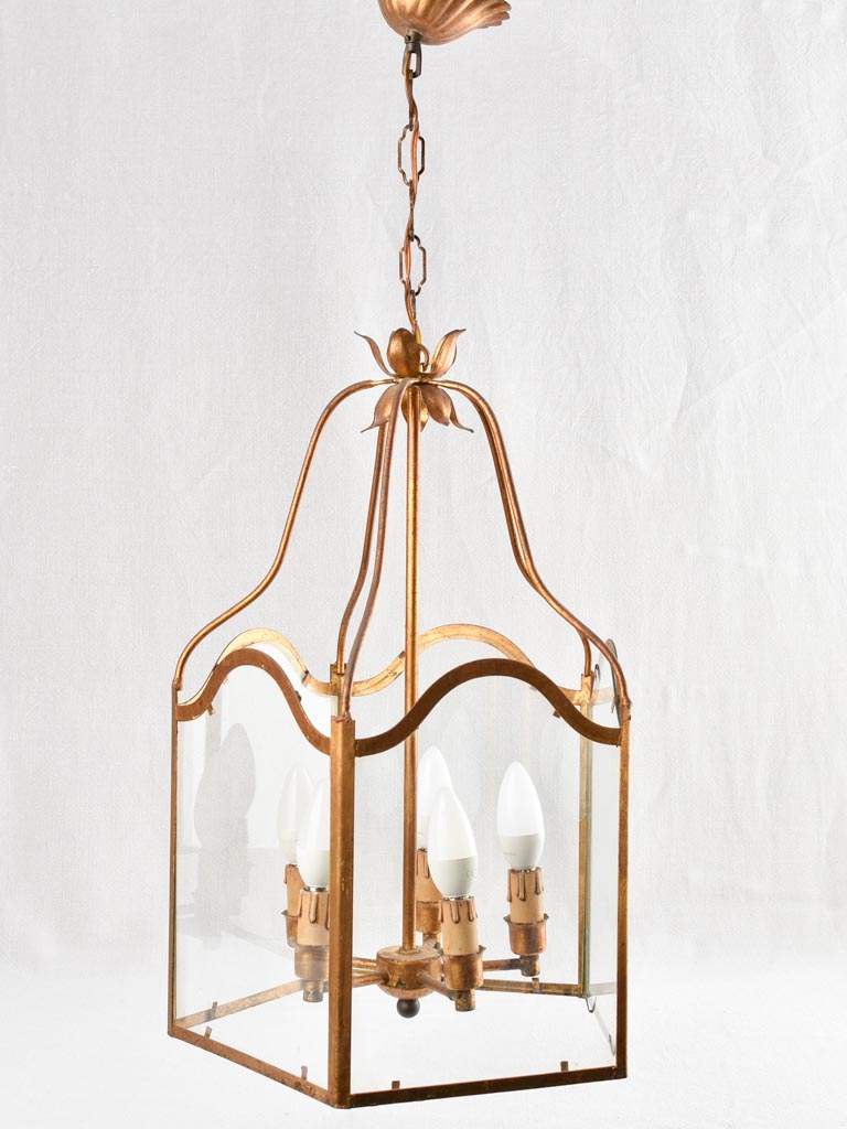 Vintage gold lantern pendant light - 5 globes