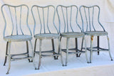Four vintage French garden chairs - teal blue