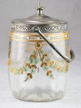 Mid century French biscuit jar with handpainted decoration