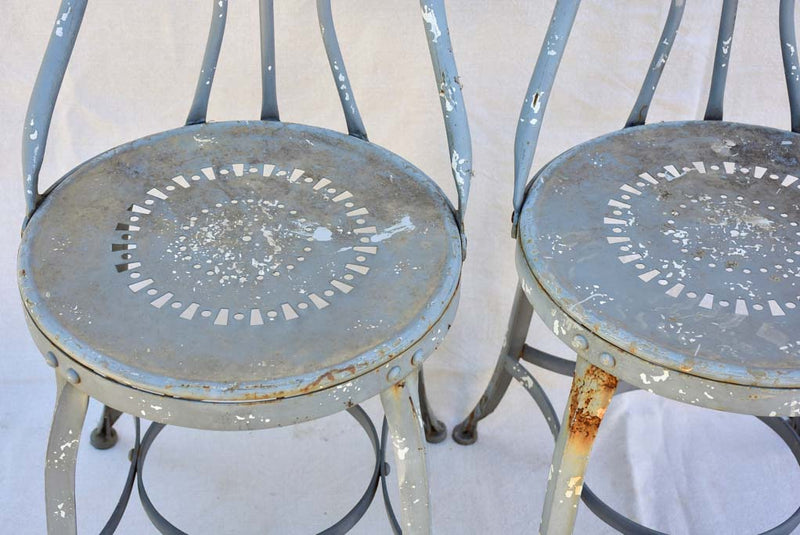 Four vintage French garden chairs - teal blue
