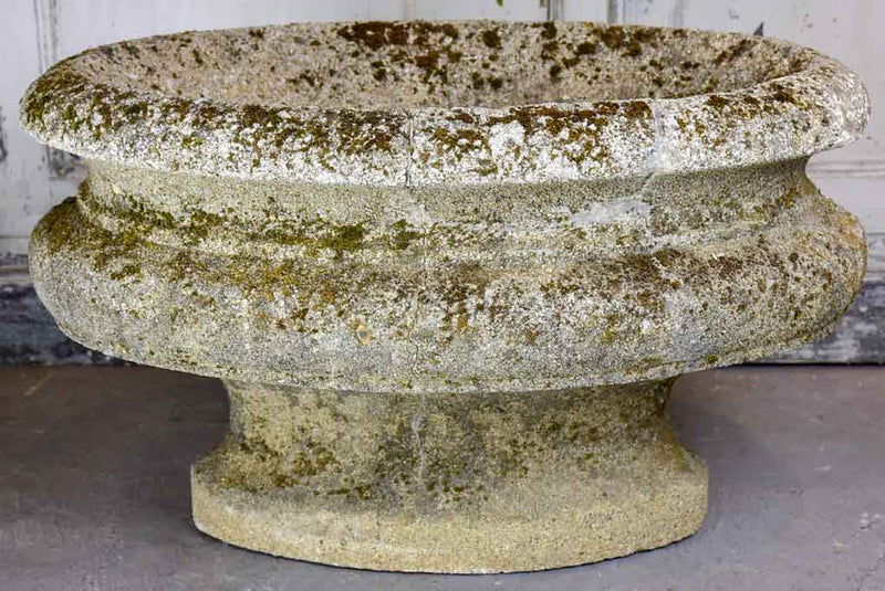 Large antique French oval garden planter - reconstituted stone 17" x 26"