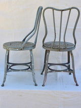 Four vintage French garden chairs - teal blue