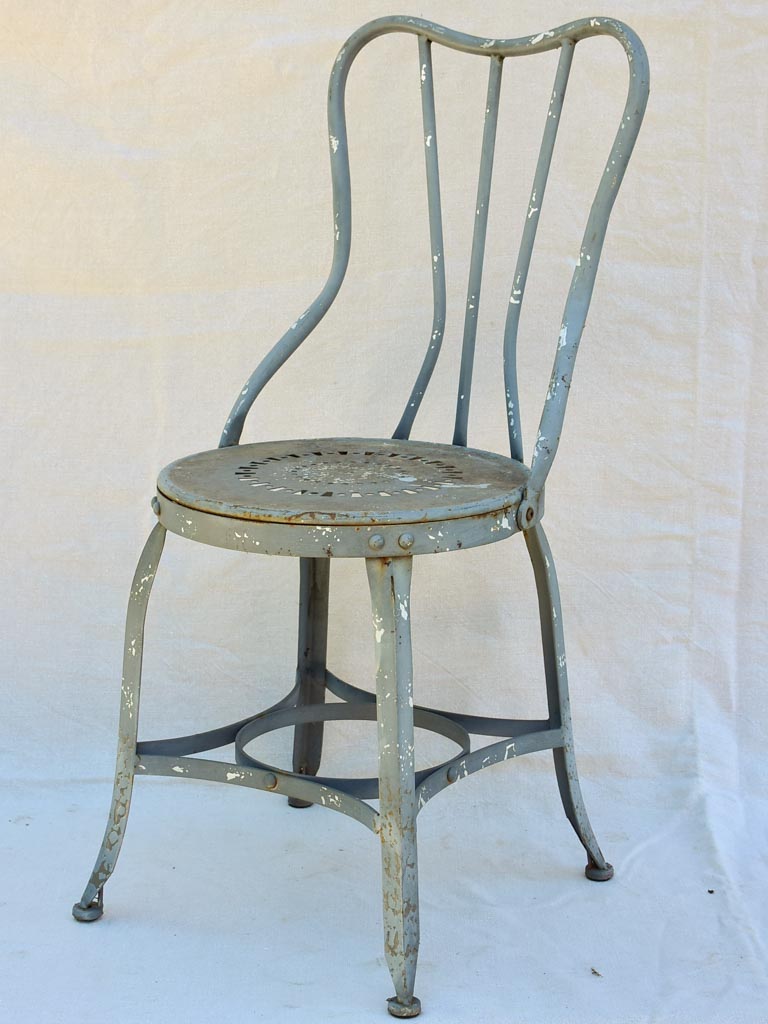 Four vintage French garden chairs - teal blue