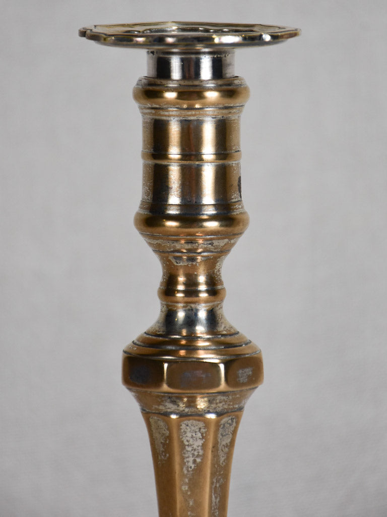 Louis XIV octagonal candlestick in silvered bronze 9¾"