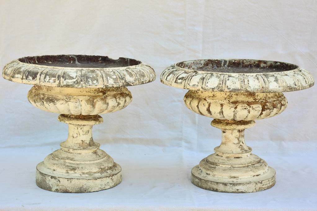 Charming Aged Cast Iron Garden Urns
