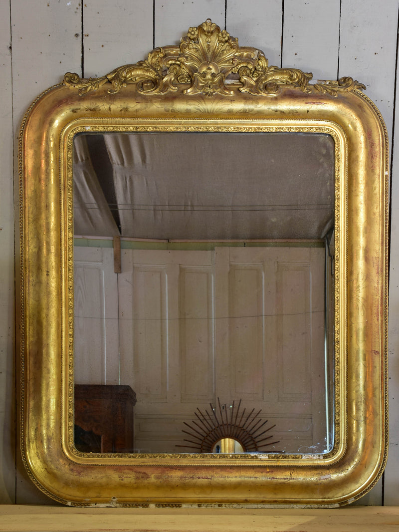 Very large antique French gilded mirror