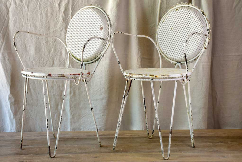 Pair of mid-century French garden armchairs