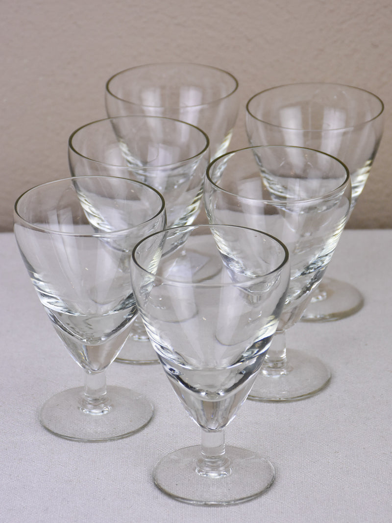 Six antique French wine glasses