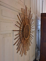 Vintage French sunburst mirror - cane