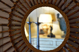 Vintage French sunburst mirror - cane