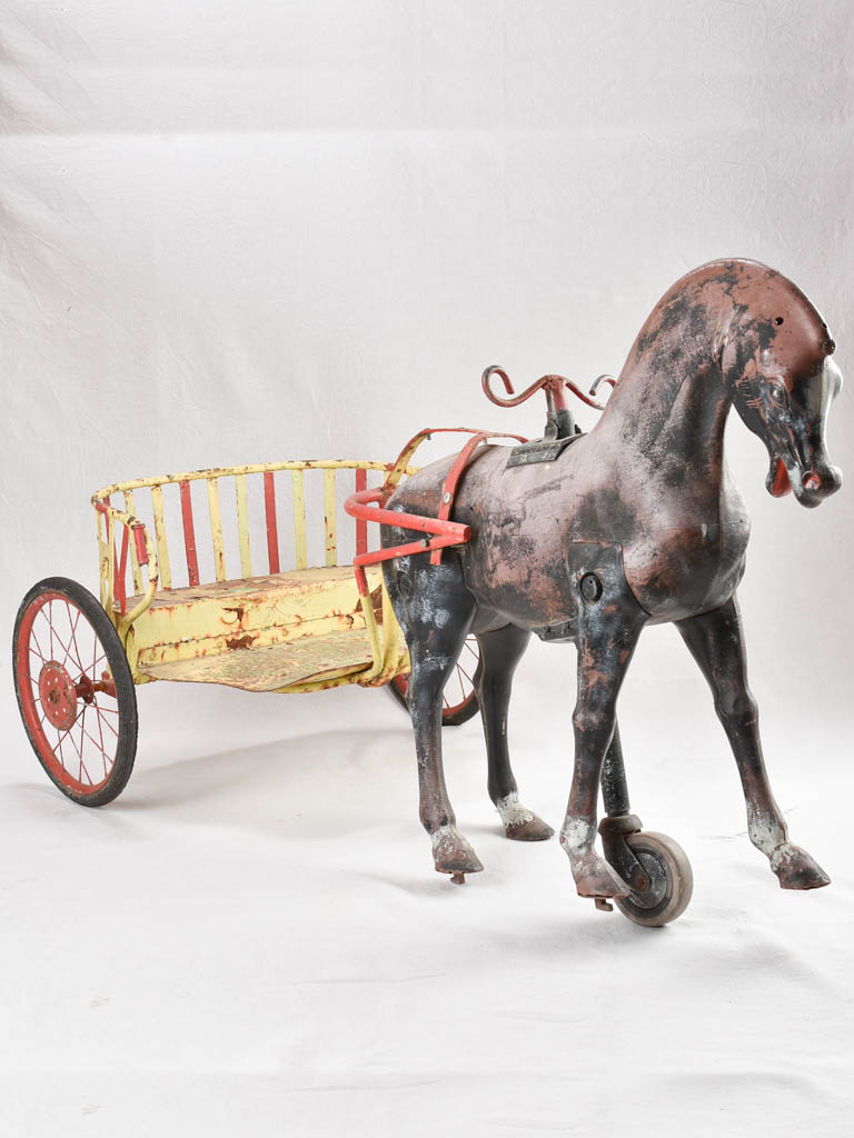 Toy horse & cart - 1900s - 57½"