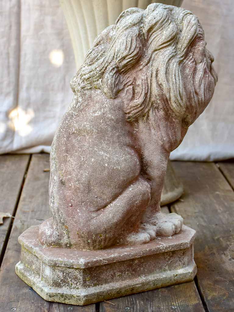 Pair of mid-century reconstituted stone lion garden sculptures