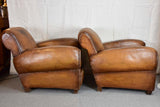 Pair of very large 1950's French leather club chairs