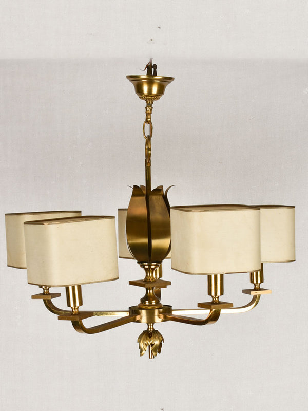 Vintage French pendant light with 5 fittings
