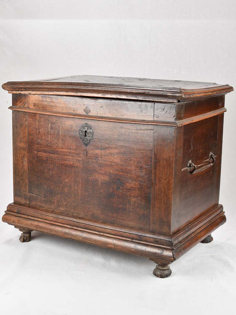 17th century tall wooden voyage chest