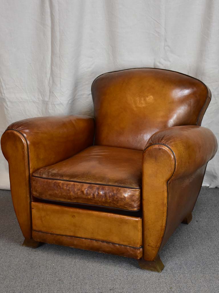 Classic mid century French leather club chair