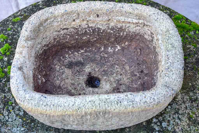 Antique French stone trough / basin 18½" x 14½"