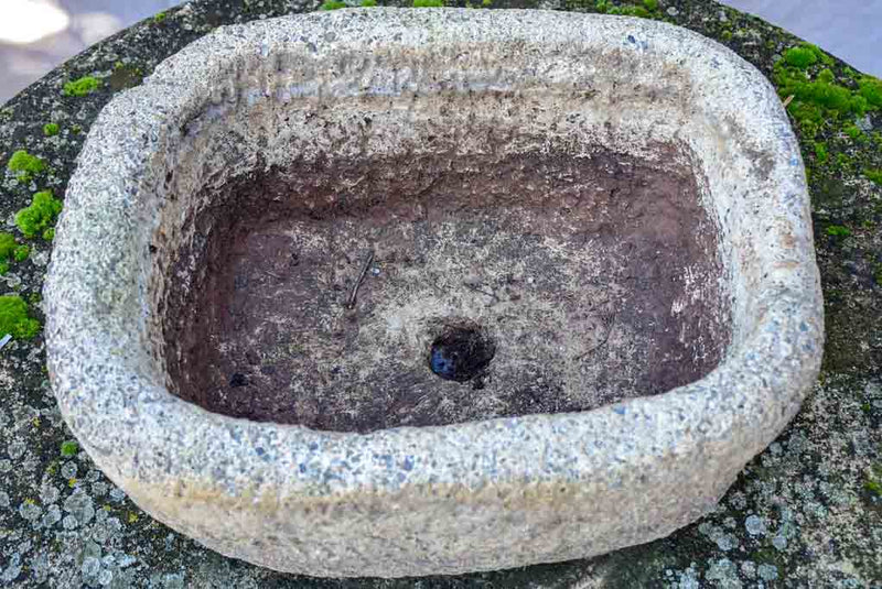 Antique French stone trough / basin 18½" x 14½"