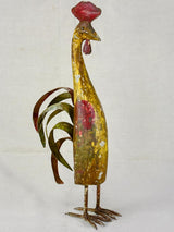 Artisan made sculpture of a rooster - red and gold 20"