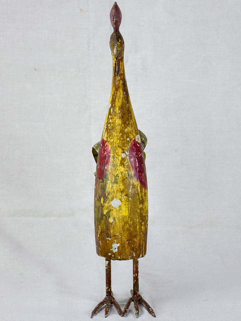 Artisan made sculpture of a rooster - red and gold 20"