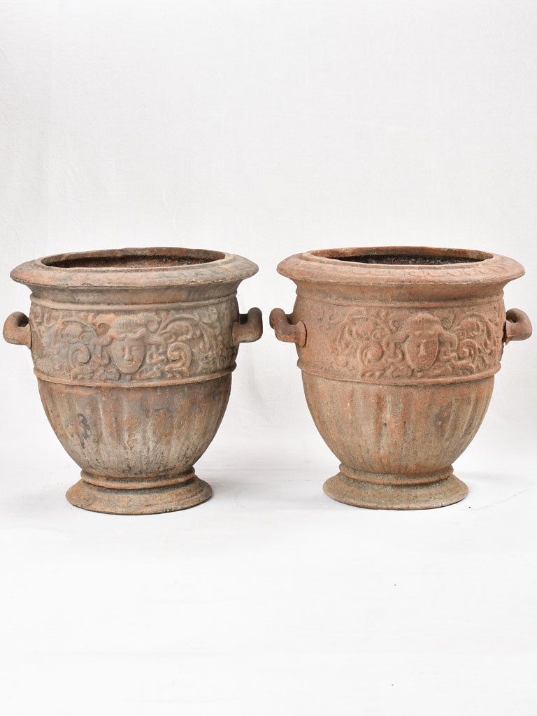 Pair of large cast iron garden urns - 19th century 21¼"