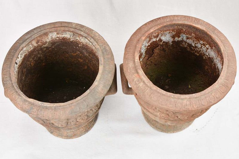 Pair of large cast iron garden urns - 19th century 21¼"