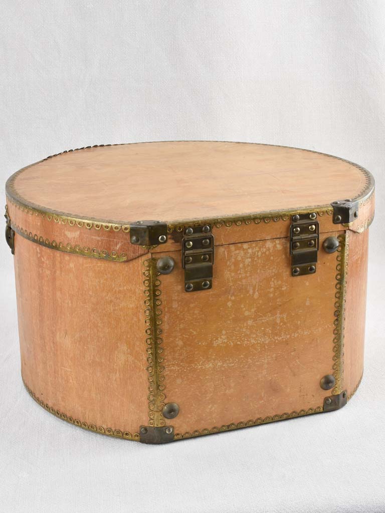 Beechwood hat box with brass accents