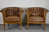 Pair of mid-century English leather armchairs
