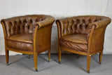 Pair of mid-century English leather armchairs