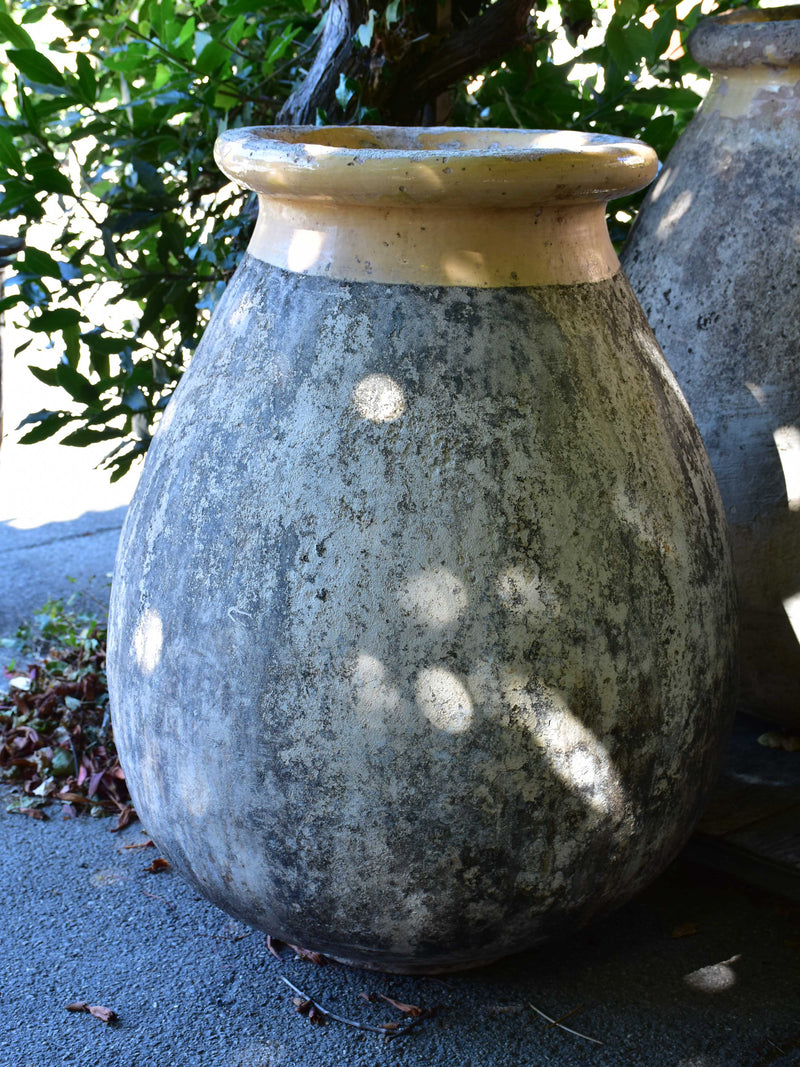 Large 19th century French biot jar with creamy / apricot colour glaze