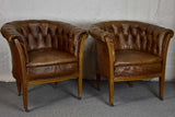 Pair of mid-century English leather armchairs