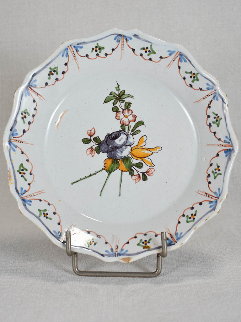18th-century French plate with scalloped edge 9"