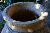 Large 19th century French biot jar with creamy / apricot colour glaze