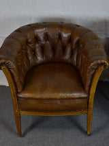 Pair of mid-century English leather armchairs