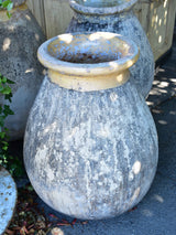 Large 19th century French biot jar with creamy / apricot colour glaze
