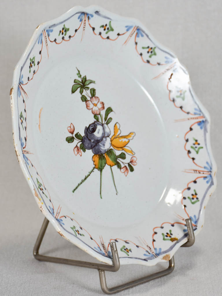 18th-century French plate with scalloped edge 9"
