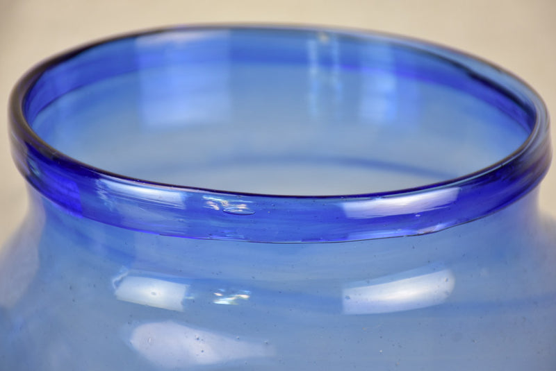 Pair of vintage blown glass jars - periwinkle blue 13½"